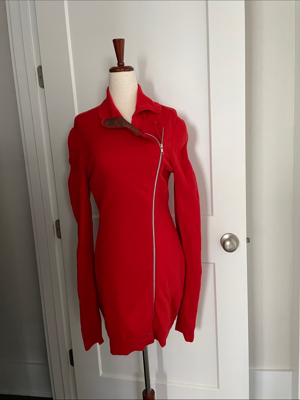 Gianfranco Ferré Red Asymmetric Zip Long Sleeve Dress Tunic Size S